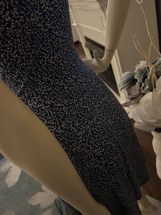 Kaleigh Soft Blue Floral Wrap Style Dress | Flowy Tie Waist Mini - Picture 6 of 6